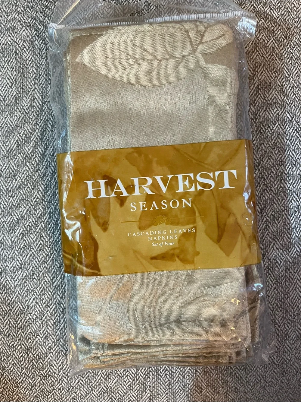 Harvest Season Fabric Napkins “”Khaki Opp” 4 Napkins NEW